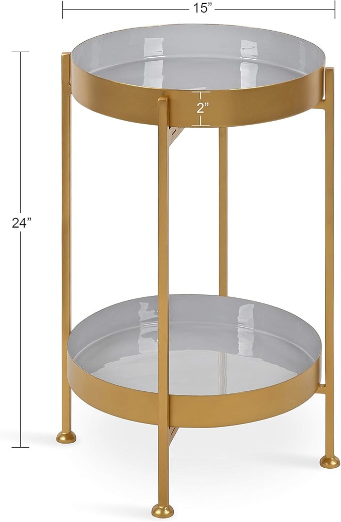 Kate and Laurel Nira Two-Tiered Mid-Century Side Table, Chic Modern End Table - Image 3