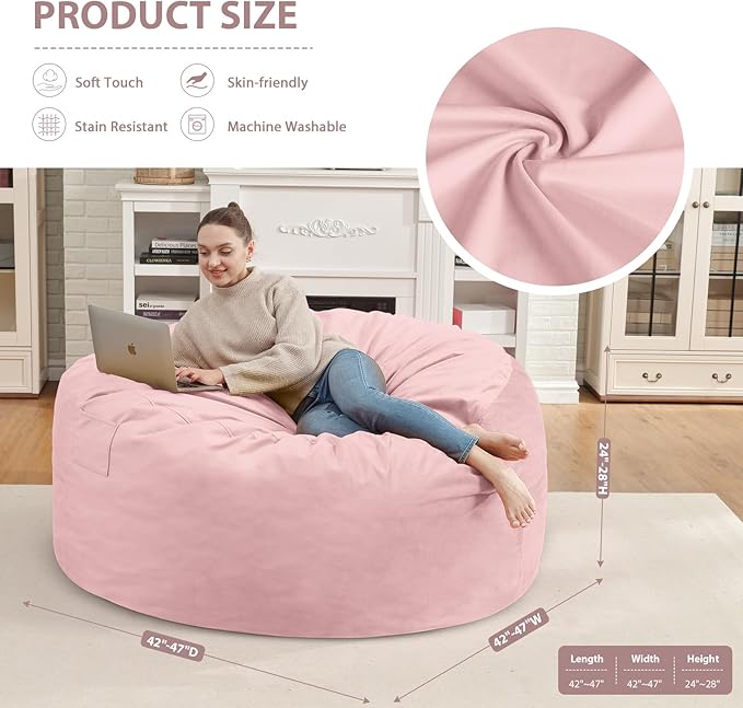 4FT Bean Bag Chair, Large Bean Bag Chairs - Image 3
