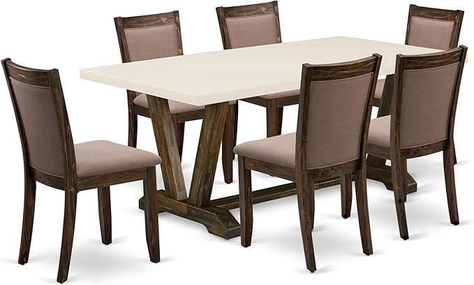East West Furniture V727MZ748-7 7 Piece Dining Table Set Consist of a Rectangle by EastWestFurniture