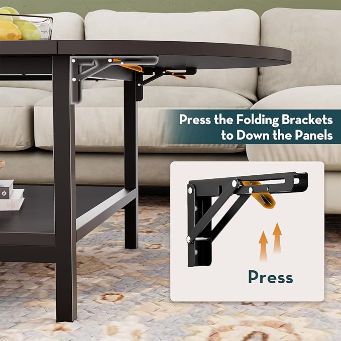 SAYGOER Black Coffee Table Modern Extended Coffee Tables - Image 4