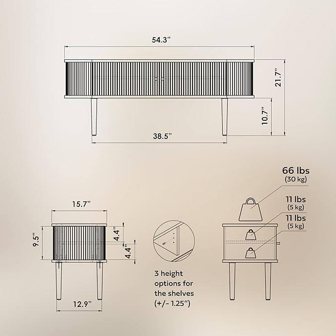 WERMO 55'' TV Stand with Storage and Shelves - Image 2