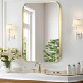 Gold Bathroom Mirror, 20x30 Inch Brushed Gold Mirror, Aluminum Alloy Framed by CLBA