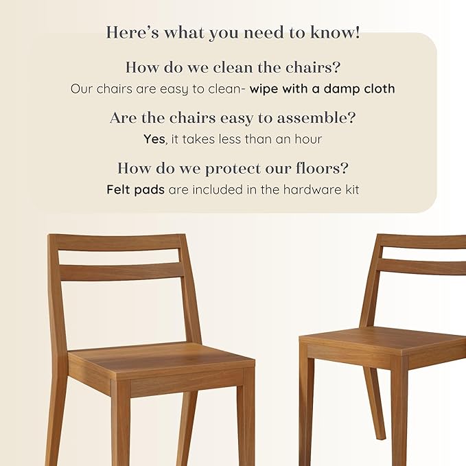 Grain & Grove Davie Dining Room Chairs Set of 2, Solid Wood Modern Kitchen Chair - Image 4