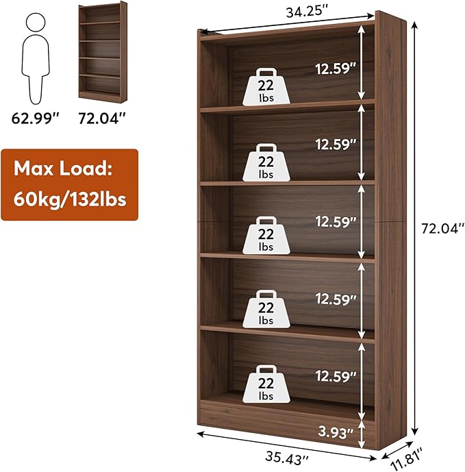 Tribesigns 72-inch Tall Bookcase, Modern 6-Tier White Library Bookshelf - Image 2