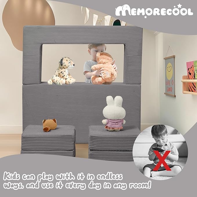 MeMoreCool Modular Kids Couch, Corduroy Play Toddler Couch - Image 5