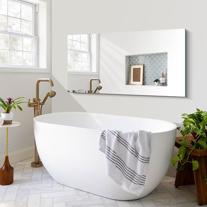 Frameless Mirror, 24x48 Inch Large Bathroom Mirrors - Image 6