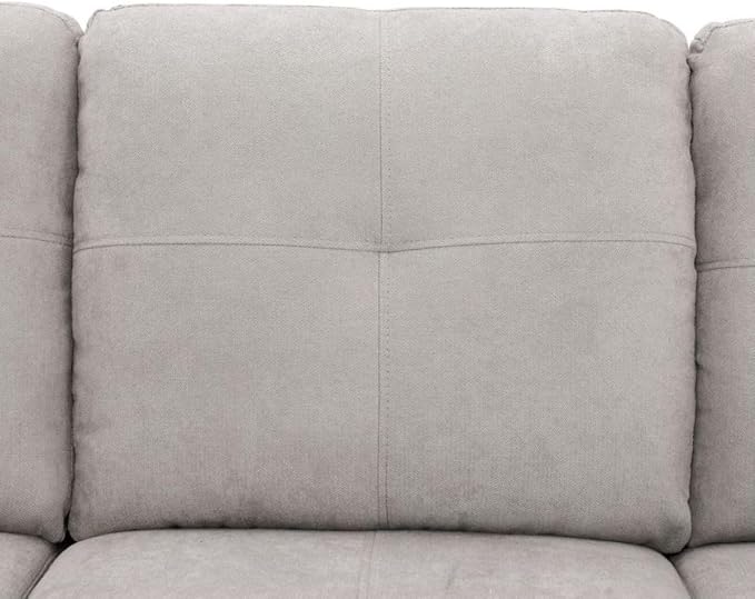 Grey White L-Shaped 3-Piece Flannel Sofa - Image 6