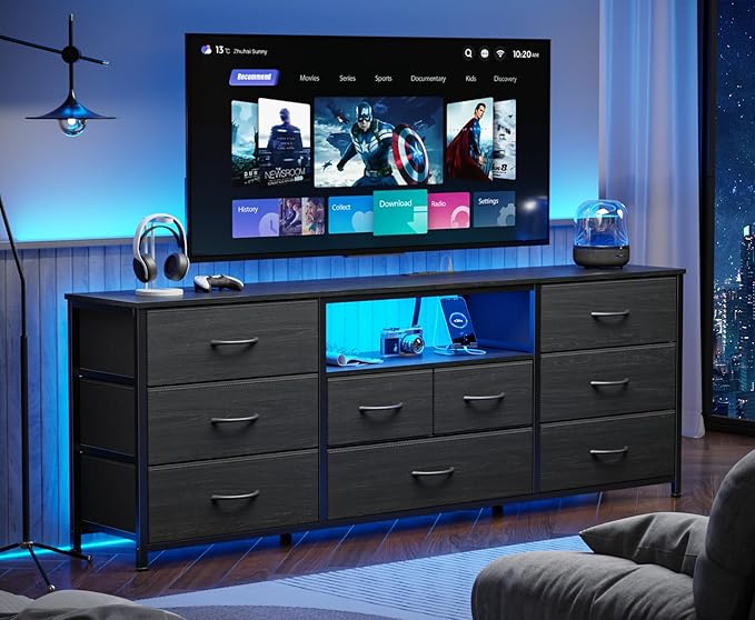 Furnulem 9 Drawer Dresser, 63” Long TV Stand - Image 2