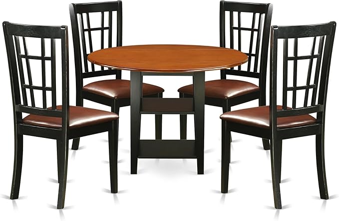 East West Furniture SUNI5-BCH-LC 5 Piece Dining Table Set by EastWestFurniture