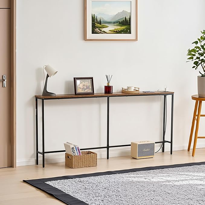 VEVOR Narrow Console Table, 70.9" Behind Couch Shelf - Image 2