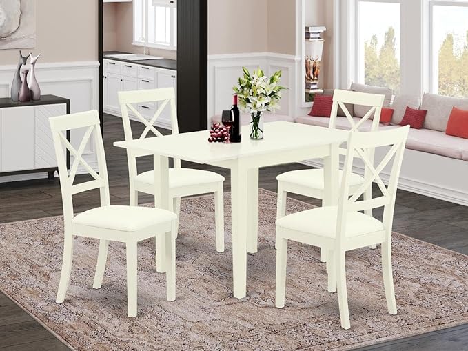 East West Furniture NDBO5-LWH-LC 5 Piece Dinette Set - Image 2