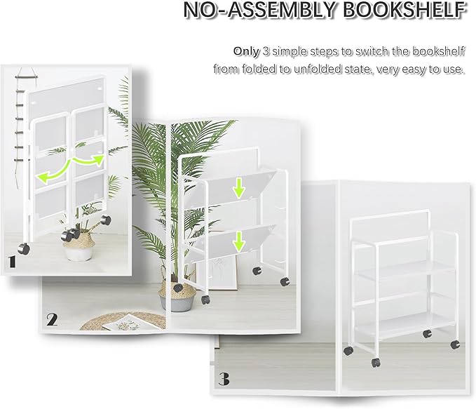 4NM 2 Tiers No-Assembly Folding Bookshelf - Image 5