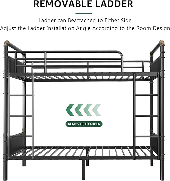 Metal Bunk Bed Twin Over Twin, Industrial Bunkbeds Heavy Duty Bed - Image 4