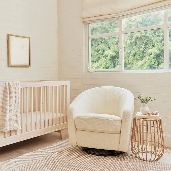 Babyletto Madison Swivel Glider in Polyester Ivory Boucle - Image 9