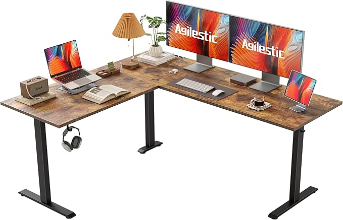 Agilestic L Shaped Standing Desk 63 x 55 inch Adjustable Height, Electric by Agilestic