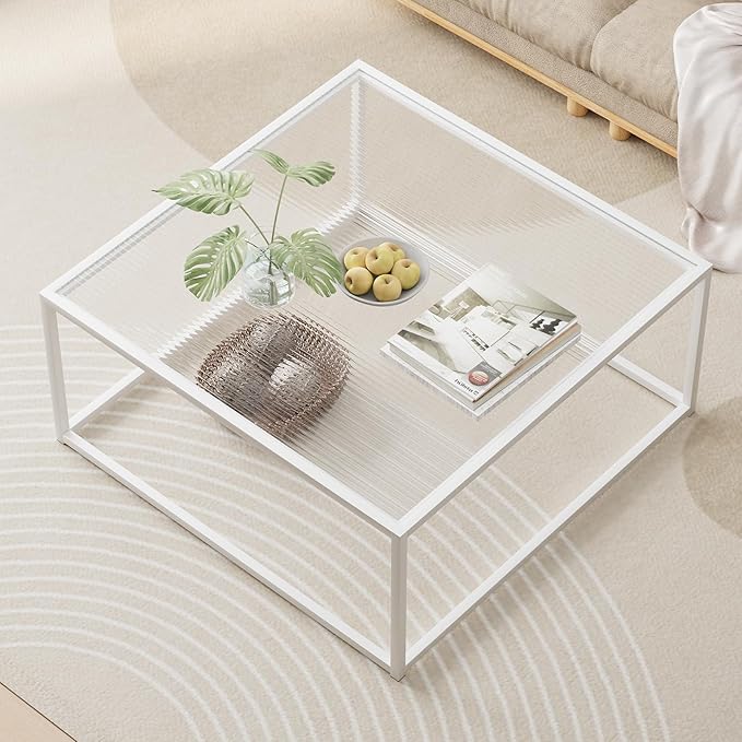 ​​​​​​​​Glass Coffee Table Square Coffee Table by Easy+Paws