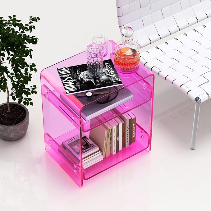 Clear Acrylic 3-Tier End Table/Nightstand – Sleek Bedside Storage - Image 6