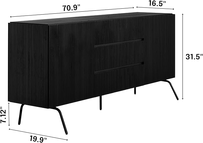 NTC Veil Sideboard with 2 Doors and 3 Drawers, Buffet Cabinet with Vertical - Image 2