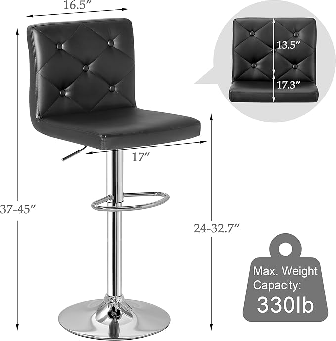 VECELO Adjustable Bar Stools - Image 3