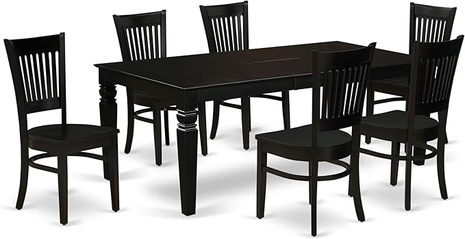 East West Furniture LGVA7-BLK-W 7 Piece Kitchen Table & Chairs Set Consist of a by EastWestFurniture
