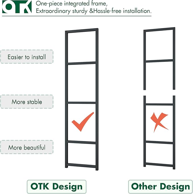 OTK 4 Tier Bookshelf, Tall Bookcase, Office Shelf Storage Organizer, Modern - Image 4
