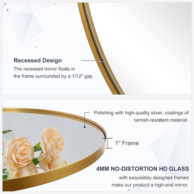 ANDY STAR Brushed Gold Bathroom Mirror, 48 x 30 Inch Oval Vanity Mirror - Image 7