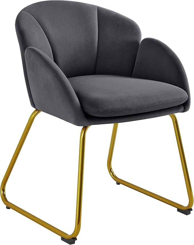 Yaheetech Flower Shape Velvet Armchair, Modern Side Chair Vanity Chair by Yaheetech