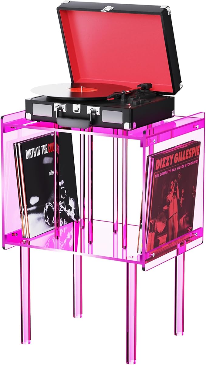 Acrylic Record Player Stand, by AcrylicFurnitureHomeDecor