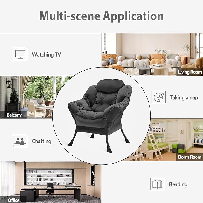 Lazy Chair Thick Padded, Comfy Velvet Accent Lounge Chair - Image 8