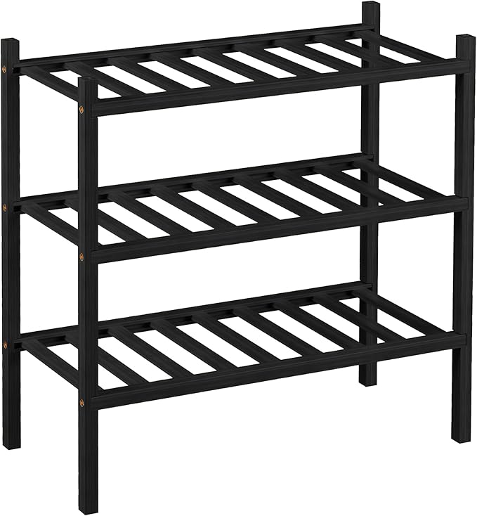 3-Tier Bamboo Small Shoe Rack, Free Standing Wood Shoe Shelf Storage Organizer - Image 7