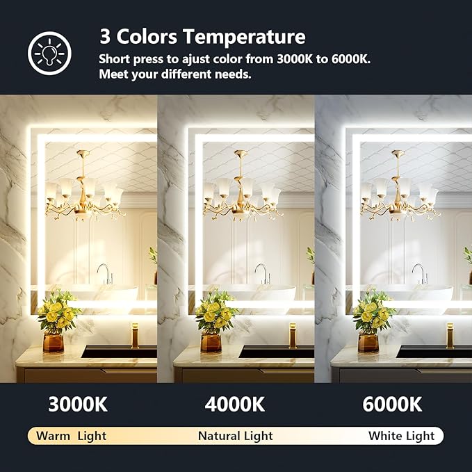 40x36 Inch LED Bathroom Mirror - Image 4
