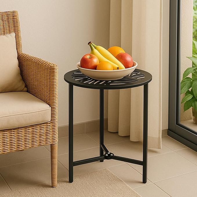 2 Packs 13" Metal Outdoor Side Tables Small Black Outside End Table - Image 6