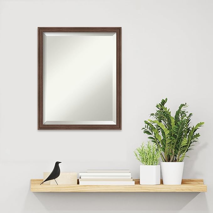 Amanti Art Brown Wall Mirror 22x18 Florence Medium Brown Rectangle Bathroom - Image 5