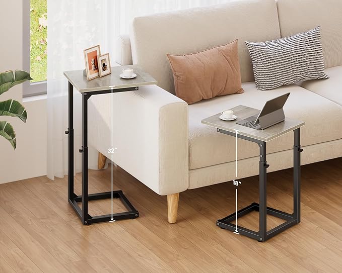 Vagusicc C Shaped End Table, Sofa Table That Slide Under, C Table End Table TV - Image 2