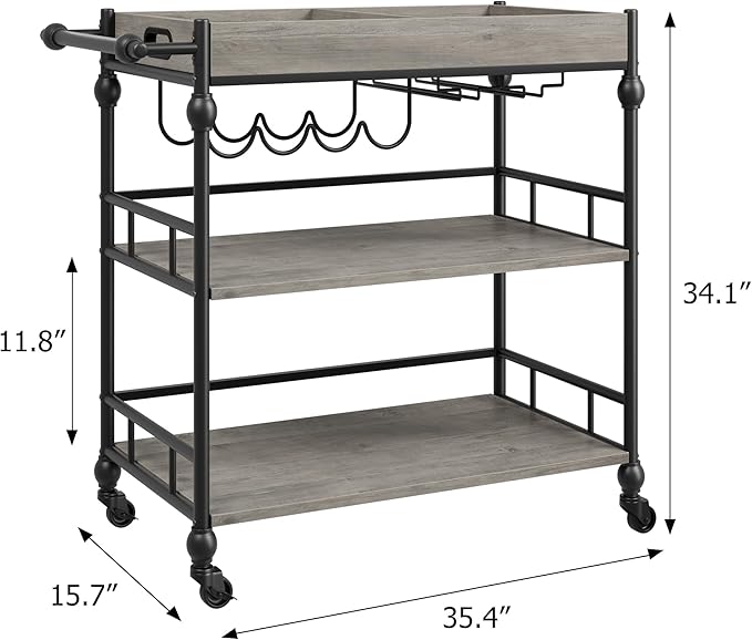 GarveeHome Bar Cart, Bar Carts for The Home, 3 Tier Serving Cart - Image 7