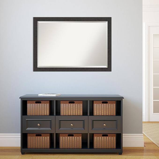 Amanti Art Brown Wall Mirror 28x40 Rustic Plank Espresso Narrow Rectangle - Image 6