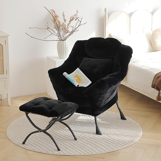 Lazy Chair with Ottoman, Reading Chair with a Pillow, Leisure Sofa Armchair - Image 2