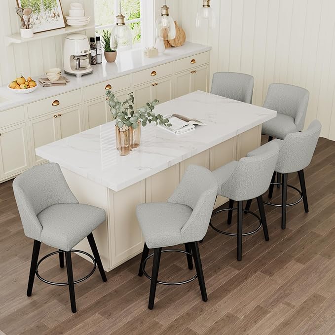 Vipbear Swivel Counter Height Bar Stools Set of 6, 26.8" H Counter Stools by VipbearLiving