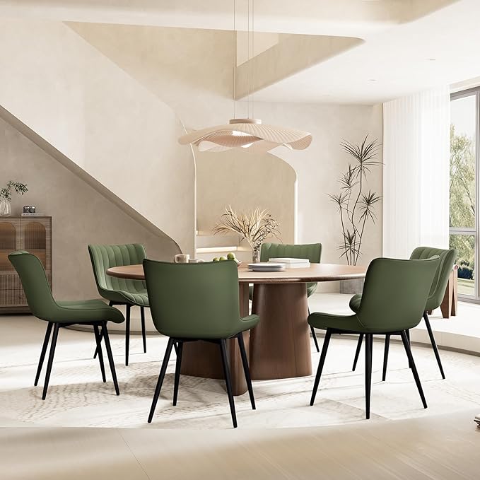 YOUNUOKE Green Dining Chairs Set of 2 Mid-Century Modern Kitchen Dining Room - Image 9