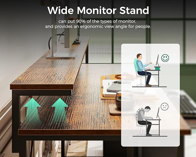 AODK Computer Desk with Drawers and Keyboard Tray, Reversible Study Work Desk - Image 7