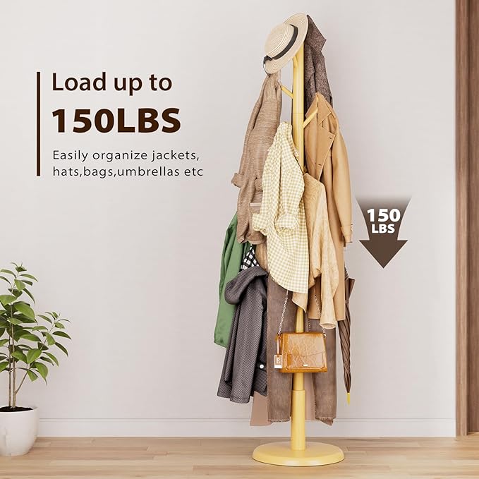 Solid Wood Coat Rack Freestanding Coat Tree - Image 8