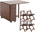 Walnut Drop Leaf Folding Dining Table by HOME