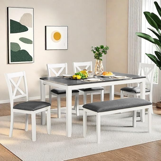 Dining Table Set for 5, 6-Piece Kitchen Table & Chairs Set by ChicFurnit