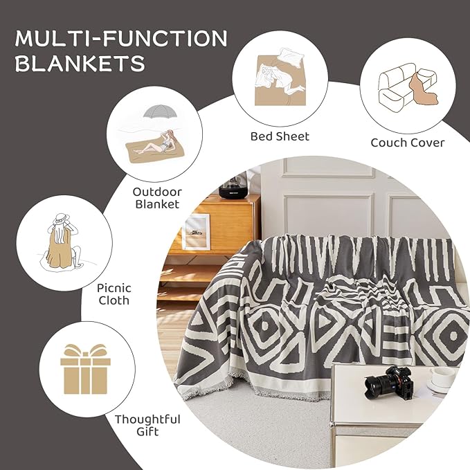 STACYPIK Modern Dark Grey Couch Cover, Boho Chenille Sofa Covers - Image 8
