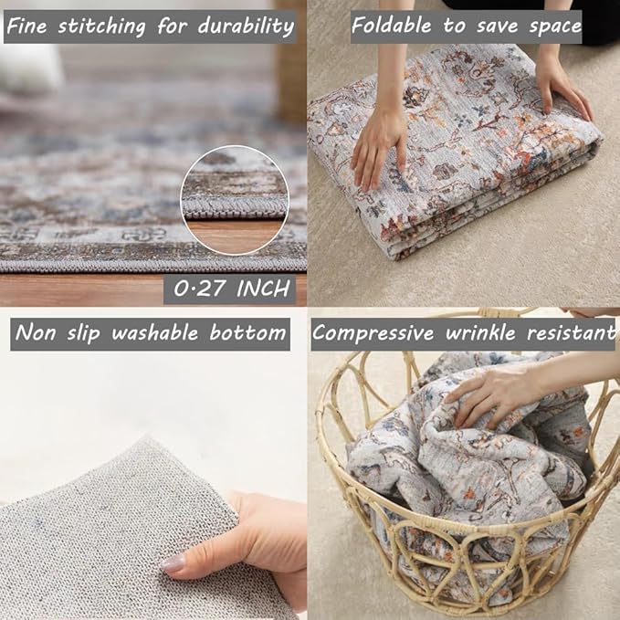 Area Rug 2x3 Washable Rug Door Mat Vintage Distressed Doormat Indoor Entrance - Image 4