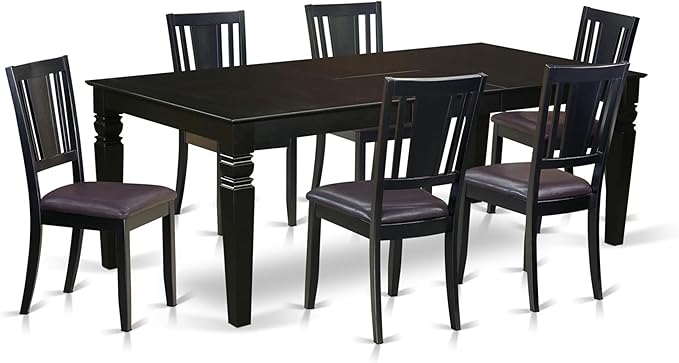 East West Furniture LGDU7-BLK-LC 7 Piece Modern Dining Table Set Consist of a by EastWestFurniture