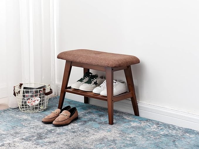 Shoe Entryway Bench, Bamboo Shoe Rack Bench, Organizer - Image 8