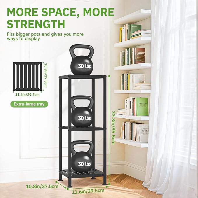KMOTASUO 3 Tiered Black Tall Plant Stand - Image 5