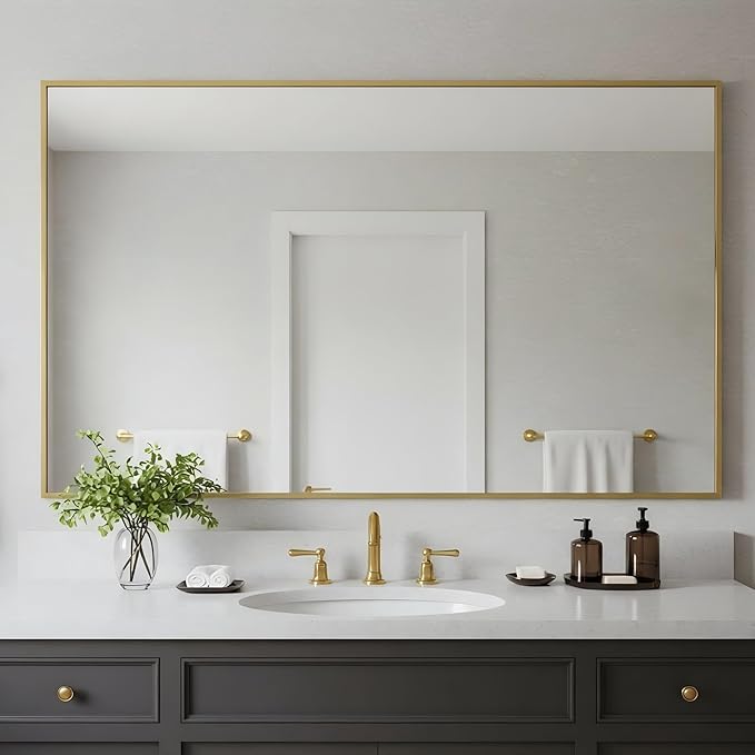 24x40 Inch Brass Bathroom Mirror by Bonverre