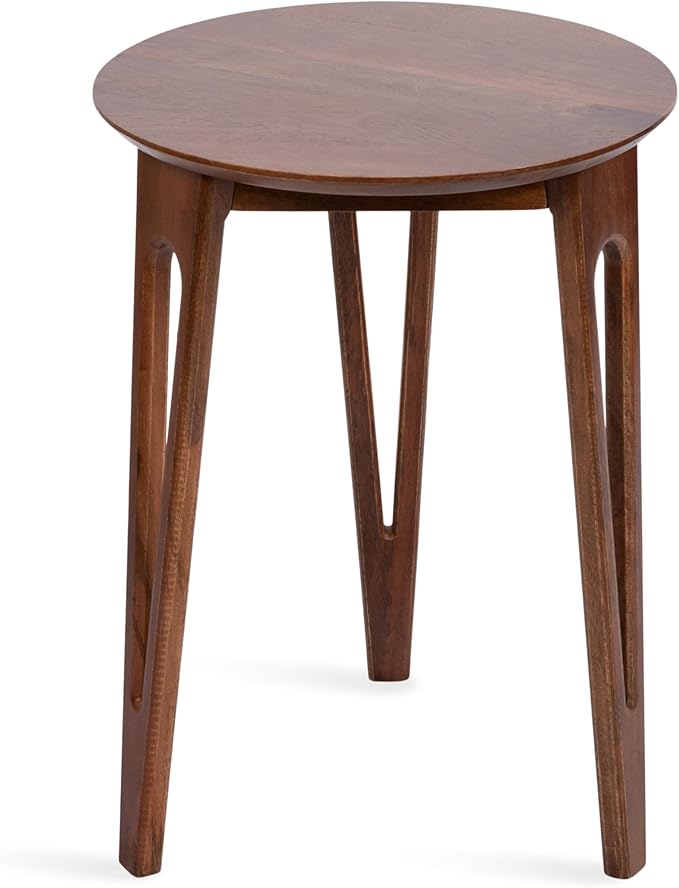 Kate and Laurel Kershaw Mid-Century Modern Round Side Table, Walnut Brown by KateandLaurel